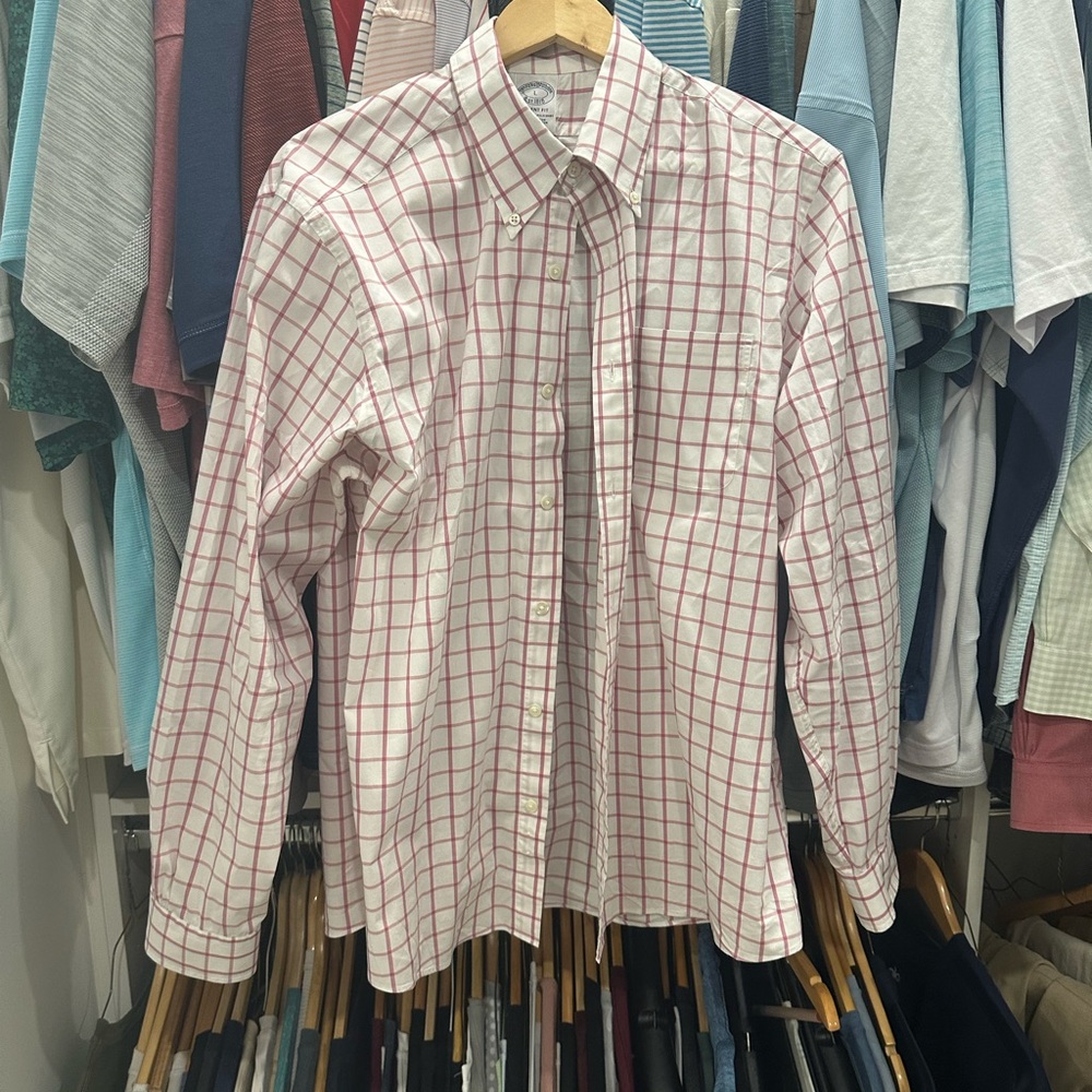 Brooks Brothers Red and White Casual Button Down Shirt